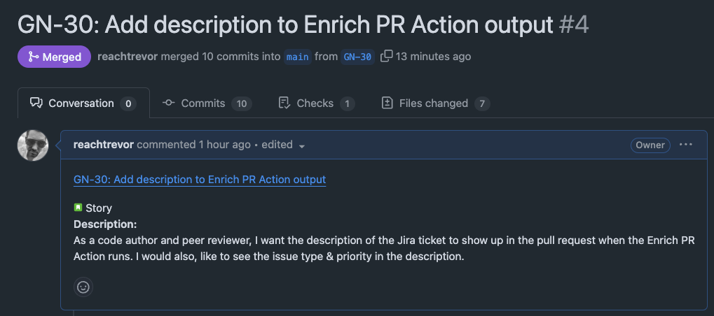 Example of Pre-filled Pull Request title and description, straight from Jira with The Lazy Linker 